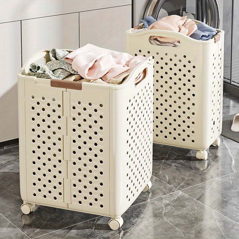 Extra Large Folding Laundry Basket Durable PP Multi-Purpose Dirty Clothes Storage Basket for Bedroom & Bathroom Household