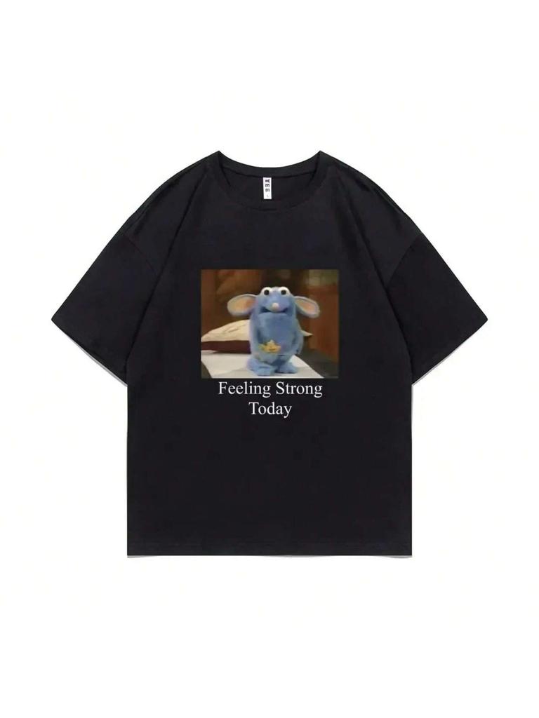 Tutter Feeling Strong Today T-Shirt Anxious Tutter Tshirt Funny Mouse Graphic T Shirts Men Women Casual Oversized Short Sleeve