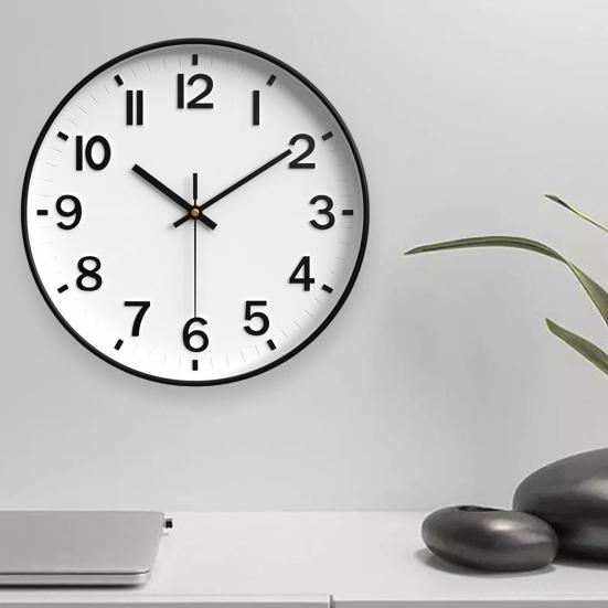 Wall Clock Quartz Movement Clear Display Large 3D Numbers Silent Operation Battery-Powered Non-Ticking Clock