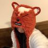 Cute Handmade Knitted  Ear Warm Hat Women's Autumn Winter Warm Versatile Plush Leifeng Cap round Top No Brim Fashion Acces...