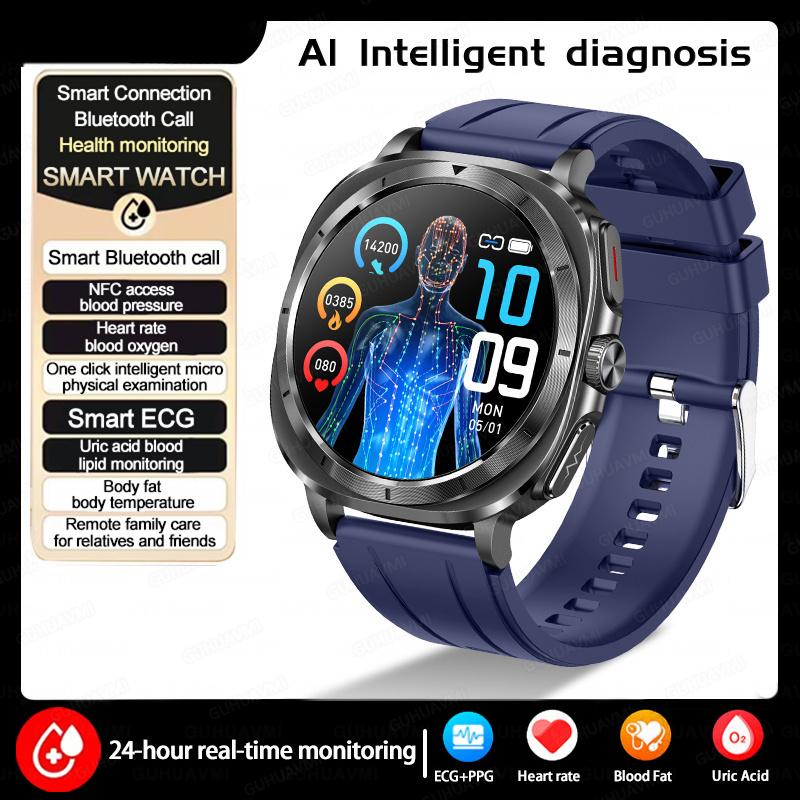 2025 New Watch 7 Uric Acid Blood Pressure Blood Oxygen Body Analysis Smart Watch ECG+PPG Clock Smartwatch Men
