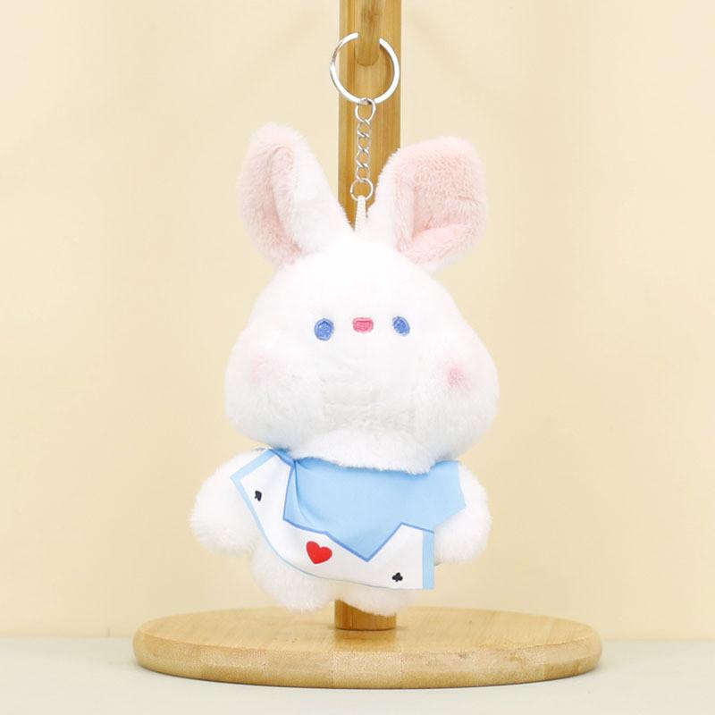 Cute Plush Rabbit Keychain Soft Fluffy Bunny Toy Pink White Gray Adorable Gift
