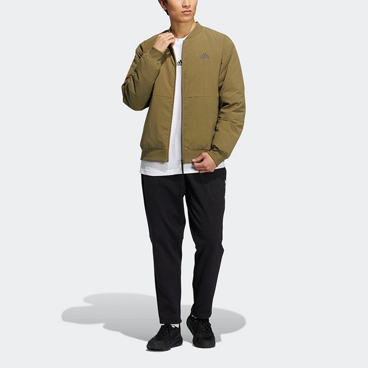 Adidas Однотонная бейсбольная куртка с застежкой-молнией, мужские куртки, зеленые HN2142