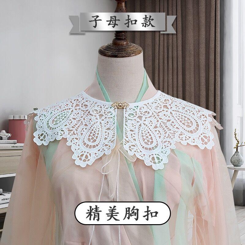 Three Styles Cotton Fake Collar Shawl Wrap Hollow Out Floral Doll Collar Detachable Shirt False Collar Blouse Top Accessories