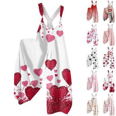 Женская мода ул.. Патрик Принт Повседневный Свободный Спинка Широкий Комбинезон