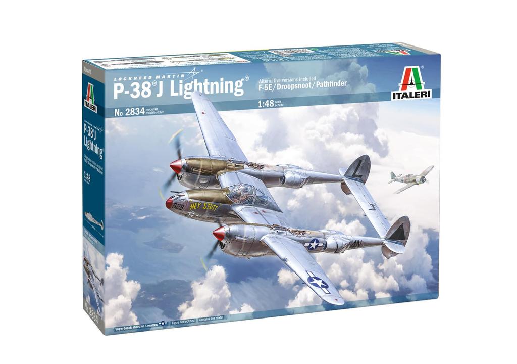 Italeri 1/48 Масштаб Вторая мировая война Американский P-38J Lightning Европейский фронт Пластиковый набор модели IT2834 (Самолет)