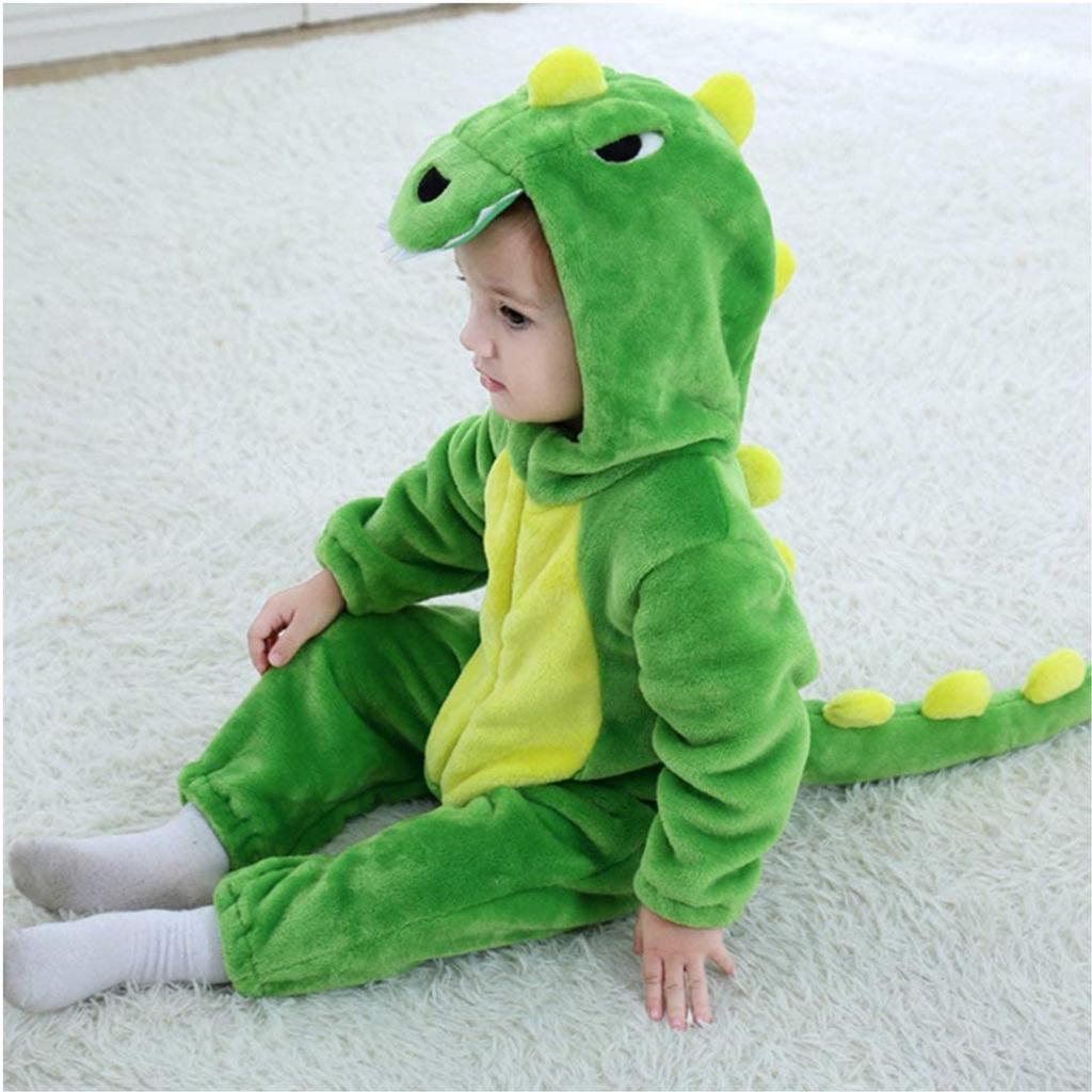 LOLANTA Dinosaur Kigurumi Kids Halloween Costume Baby Romper Overalls for Boys and Girls Green Size 120