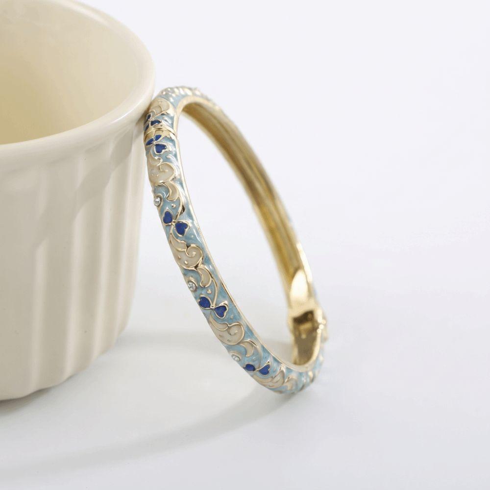 Colorful Design Enamel Bangle Retro Style Cloisonne Bracelet Flower Enamel Bangle Women Jewelry