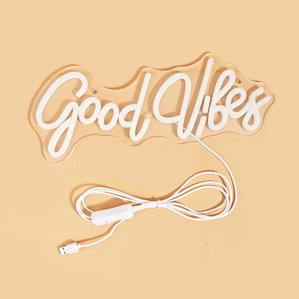Новые светодиодные неоновые вывески Chi-buy Goodvibes с питанием от USB, ночники, 3D настенные художественные и игровые комнаты, спальни, гостиной, декор, лампы, знаки