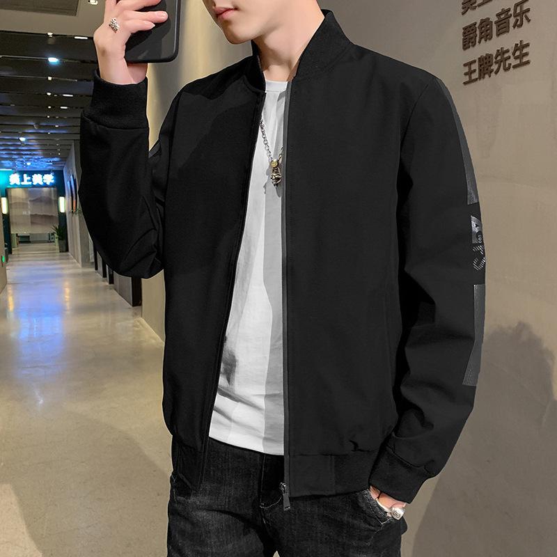 Baseball Collar Jacket Men's Spring Trendy Loose Baseball Uniform Jacket Green Simple Versatile Casual Top