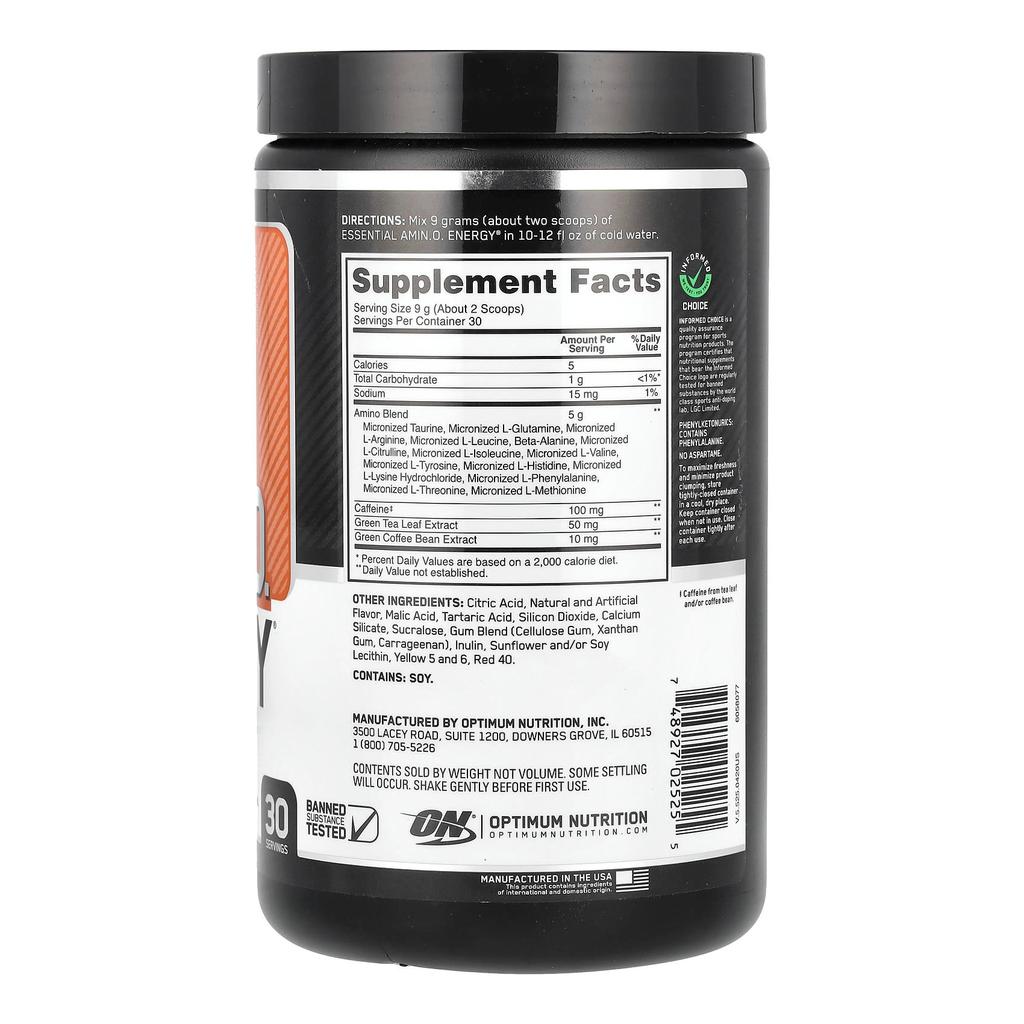 Essential Amino Acids Orange (270 G), Essential Amin.O. Energy Orange, Optimum Nutrition