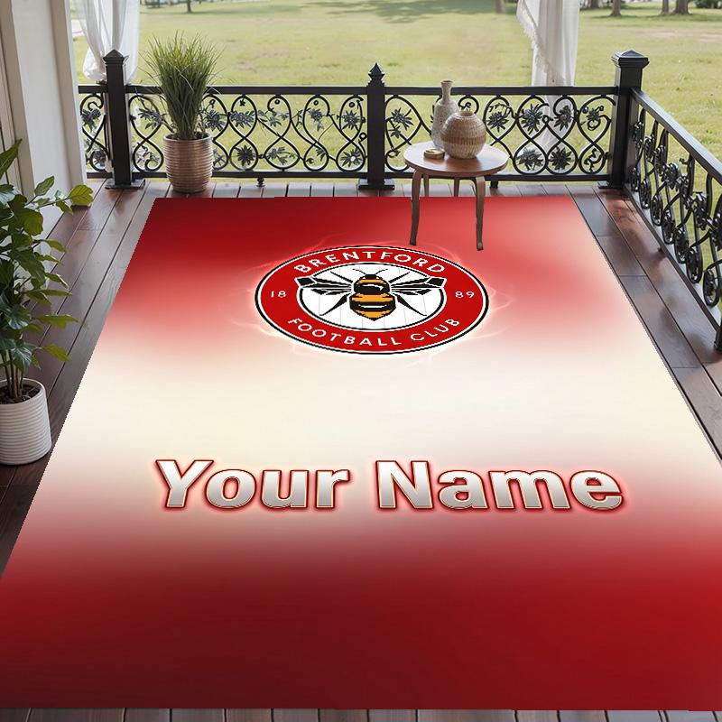 Custom Text Printed Rug Brentford Football Non Slip Floor Carpet For Home Room Decor