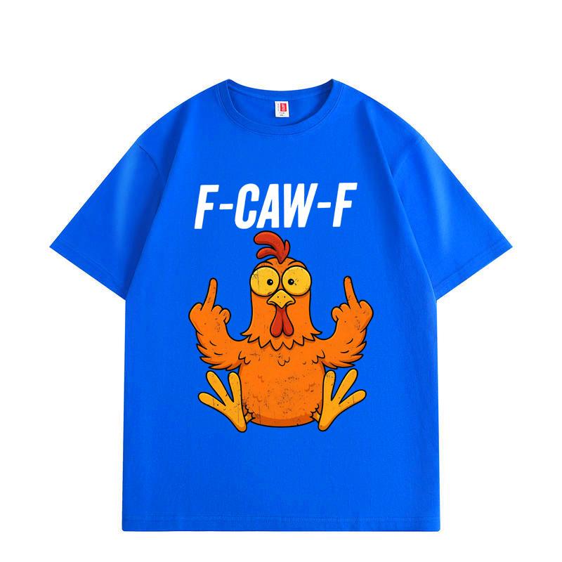F-Caw-F Курица Смешной Мем Графические Футболки Мужские Женские Мультяшная Мода Футболка с Коротким Рукавом Летний Комфорт Хлопковые Футболки