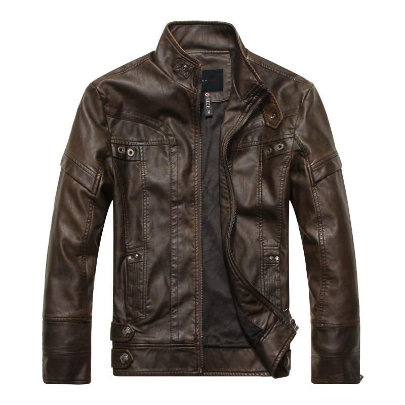 Winter Brand Leather Jacket Men Slim Collar Jaqueta Couro Bomber Jacket Faux Leather Fur Coat