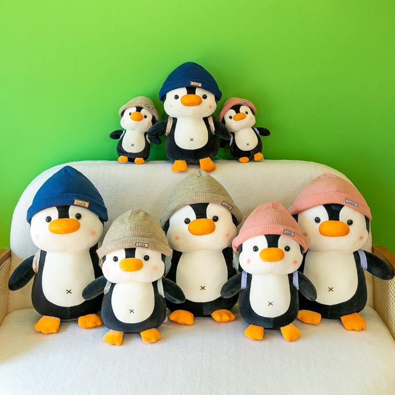 Cuddly Soft 8.7/15/18.9in Pink-blue Hat Penguin Plush Pillow Toy Kids Gift
