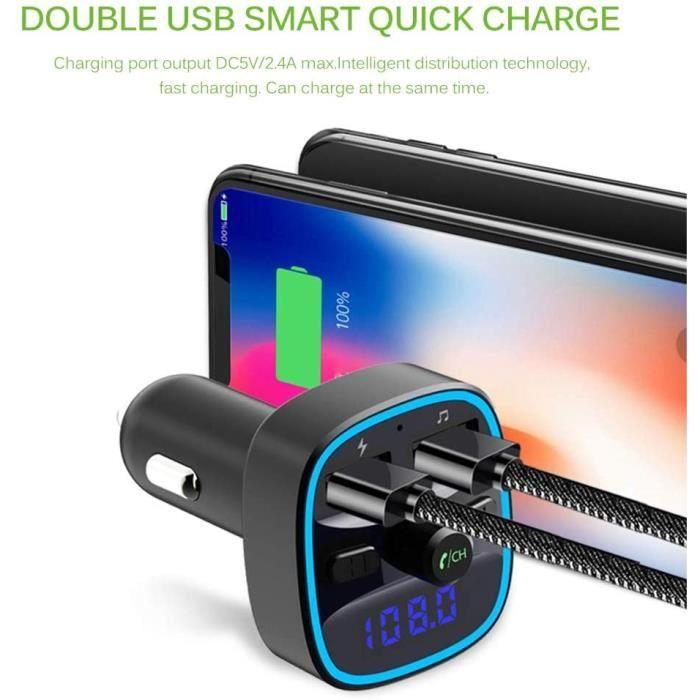 TRANSMETTEUR FM DE VOITURE T25 Bluetooth Transmetteur FM, Voiture Lecteur mp3, Soutien Mains Libres Appel TF Carte Ports USB Dou46
