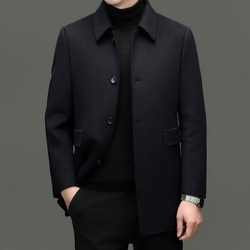 Men's Double-sided Cashmere Coat Mid-length Thickened Dad's Woolen Coat Middle-aged Removable Down Liner