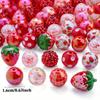 20Pcs Mixed Red Round Strawberry Acrylic Beads Lightweight for DIY Bracelet Necklace Party Decor Craft Making Accessories