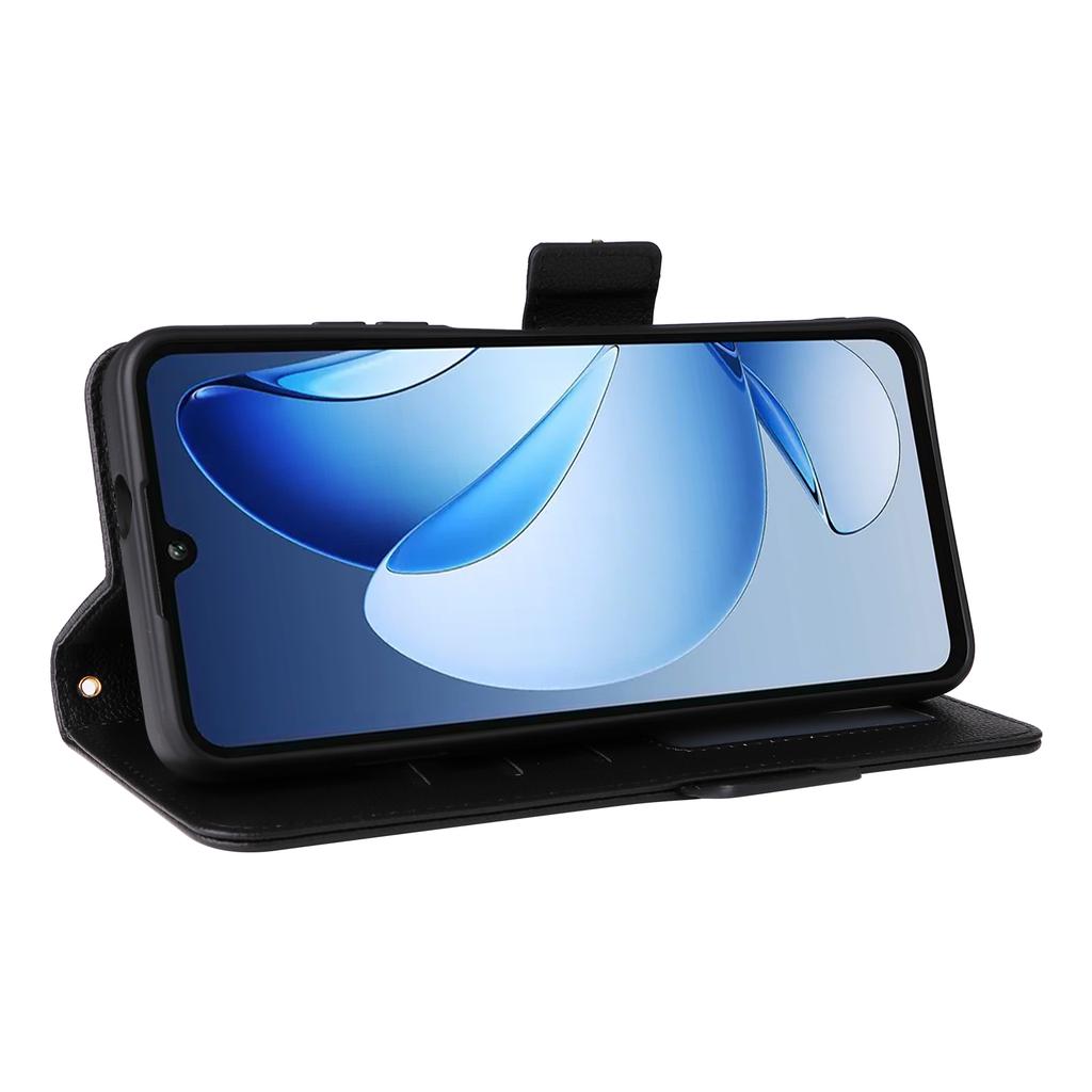 For Oukitel C60/C60 Pro Case with Wrist Strap Litchi Texture PU Leather Wallet Phone Cover