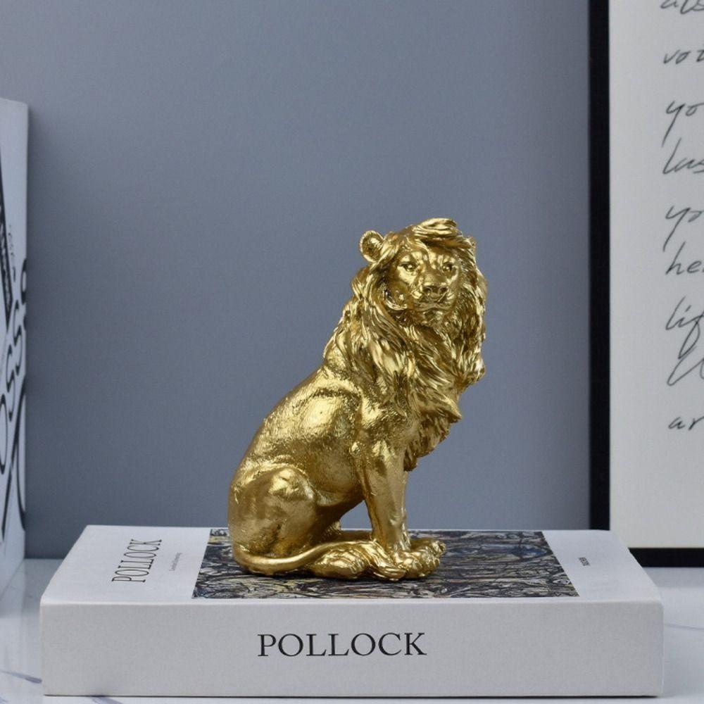 Retro Animal Ornament Luxury Miniatures Figurine Sculpture Desktop Decoration Lion Statue  Bedroom