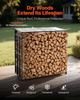 Firewood Rack with Sloped Roof, 143cm Outdoor Firewood Holder, 1/4 Cord Log Storage Shed, 299kg Max Weight Capacity, Powder-Coated Metal Wood Storage
