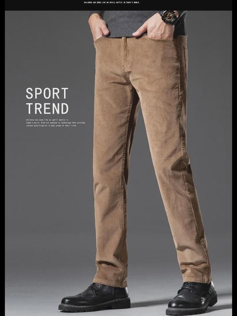 Мужские облегающие брюки из вельвета и хлопка — эластичные, мягкие, легкие, в повседневном деловом стиле