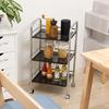 Fuji Boeki Kitchen Cart, 3-Tier, 40cm Wide X 32cm Deep X 74.5cm High, Black, Steel, with Casters, Assembly Required, 93396