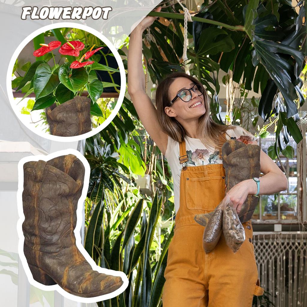 Ковбойские сапоги цветочный горшок смола ремесло украшения домашний декор балкон украшения