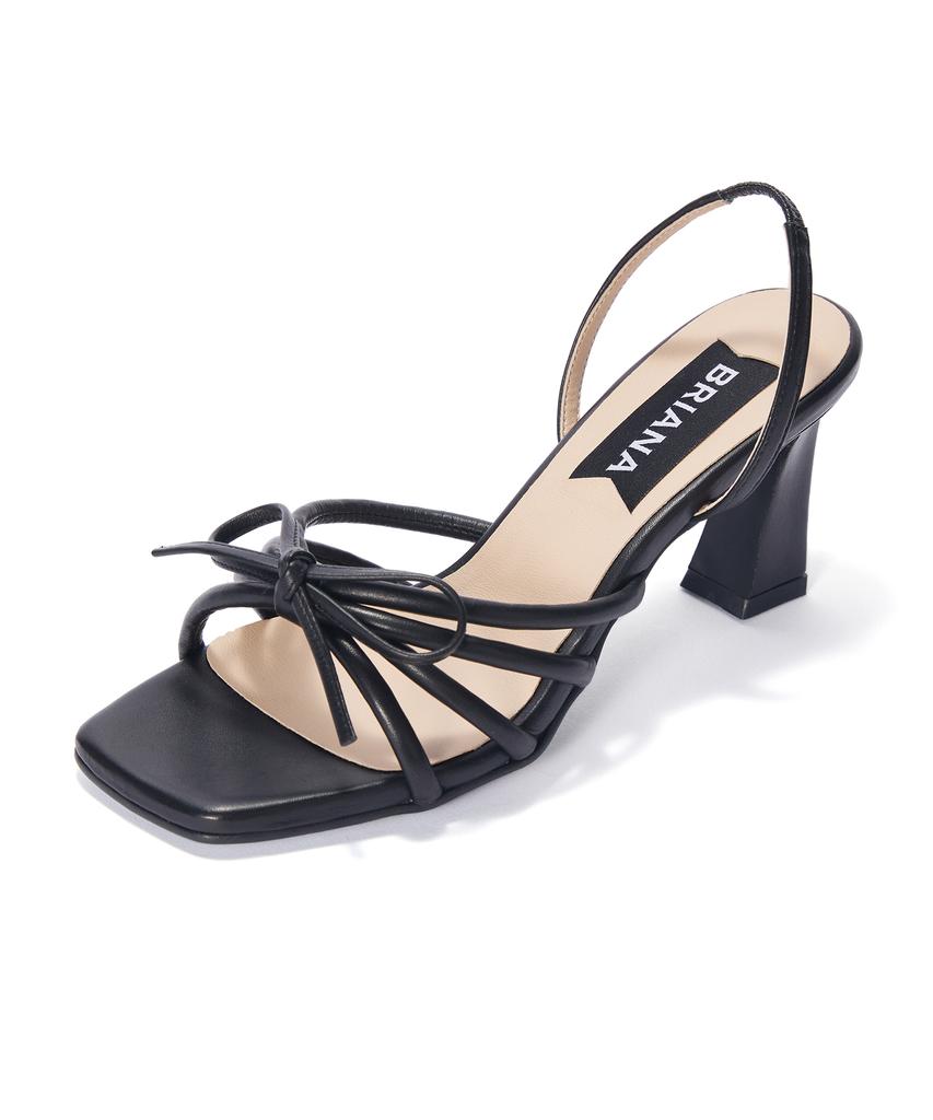 Briana Ribbon Strap Sandals [Black]