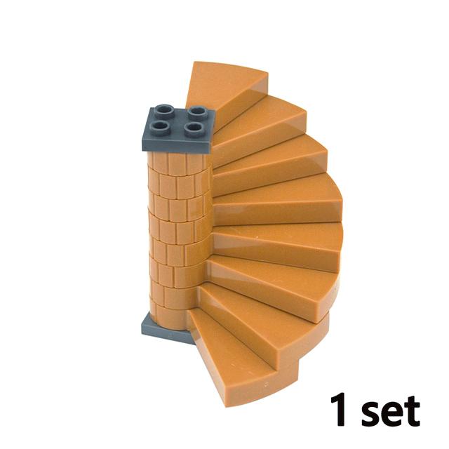 DIY Assembles Particles Spiral Staircase Support 1x1x5 1/3 House Stairs 40243 Steps Modular Creative Riser Building Block Toys