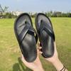 Уличные мужские тапочки, пляжные шлепанцы на плоской подошве, летние шлепанцы 2024 года, домашние мужские нескользящие тапочки, сандалии-шлепанцы черного цвета