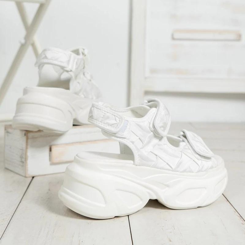 Модные сандалии, однотонные, сосновые, с клеевой подошвой, открытые, большого размера, сандалии с толстой подошвой и рыбьим ртом для женщин