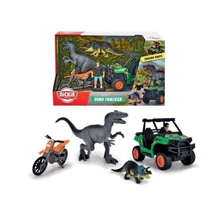 Coffret Chasseur De Dinosaures - Dickie - 1 Figurine Articulée Et 2 Dinosaures Inclus