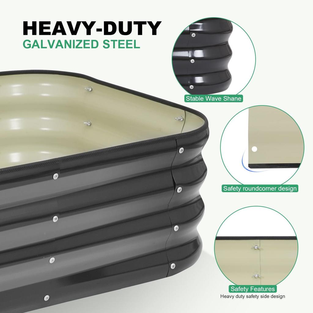 Galvanized Steel Modular Planter Box for Outdoor Vegetables & Flowers - Ideal for Patio, Backyard, or Balcony.