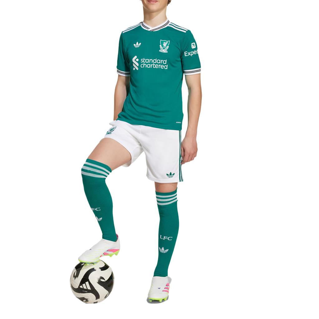 Adidas Оригинальная третья футболка Liverpool FC Aeroready 25/26 с логотипом, с коротким рукавом, пуловер, детские топы JV6468