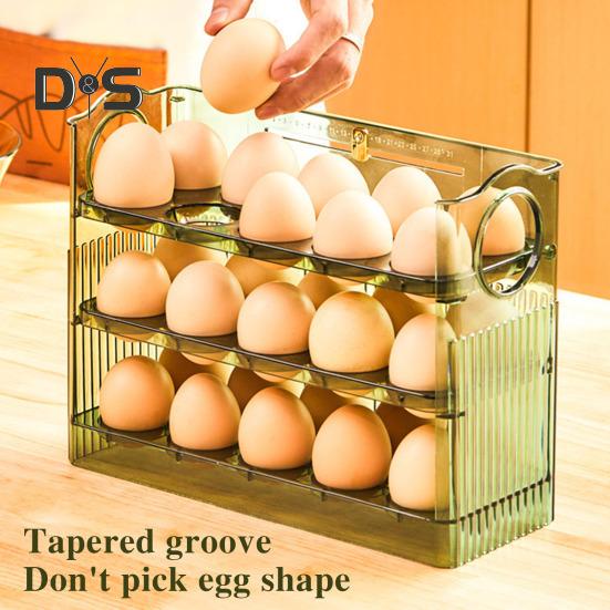 Ящик для хранения яиц с ручкой, большой вместимости, многослойный дизайн, экономящий место, держатель для яиц, органайзер для кухни и холодильника