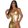 2024 Spring/Summer Metallic European & American Style Women's Strap Tube Top with Fishbone Waist - Sexy Hot Girl Vest