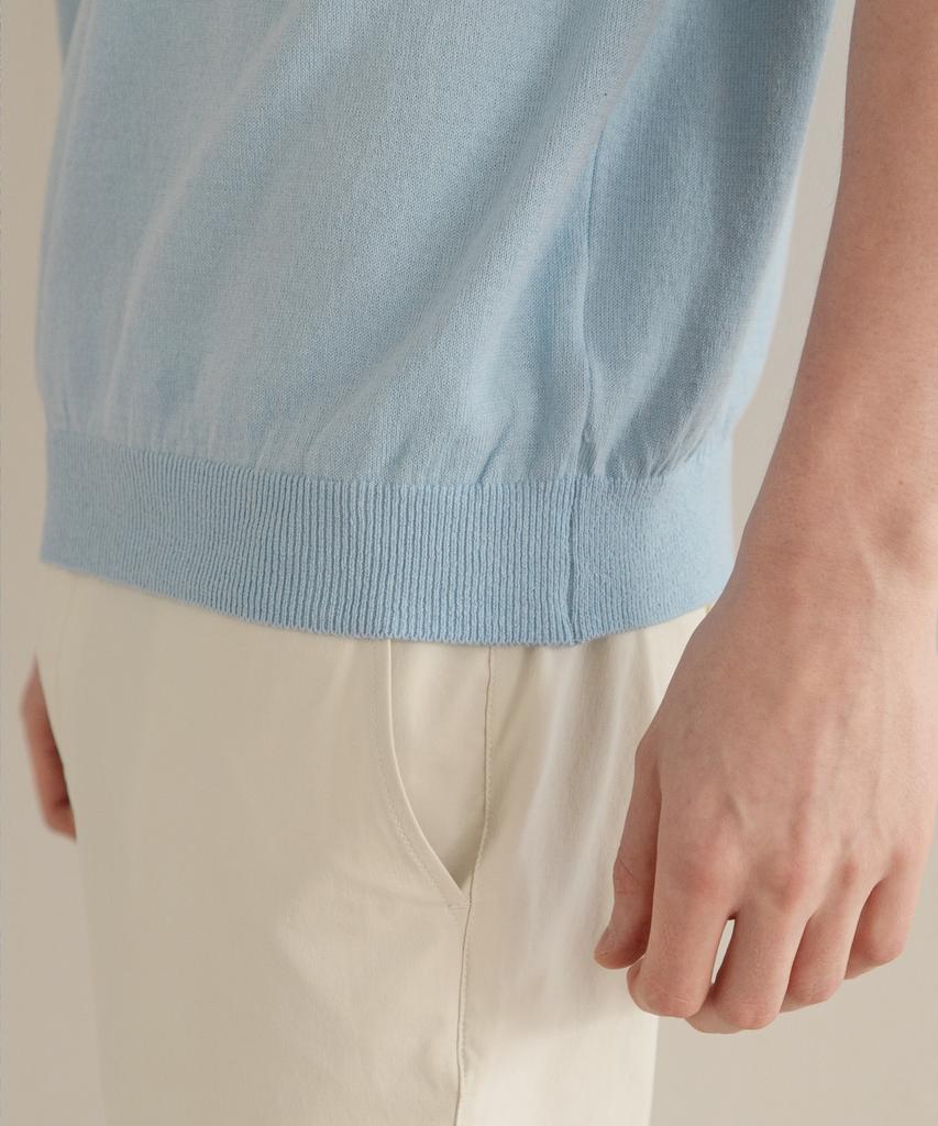SELITIO Men'S Basic Round Half Knit Blue
