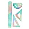 4Pcs Foldable Ruler with Triangles Ruler Protractor Straight Ruler, Plastic Ruler Set Flexible Ruler Soft Bendable Ruler