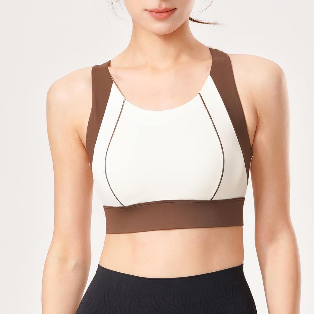 Осенне-зимний спортивный бюстгальтер колор-блок: Поддержка высокой интенсивности для бега и йоги
