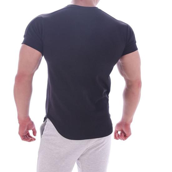 Men Sports T-shirt O Neck Short Sleeve Slim Fit Solid Color Elastic Quick-drying Soft