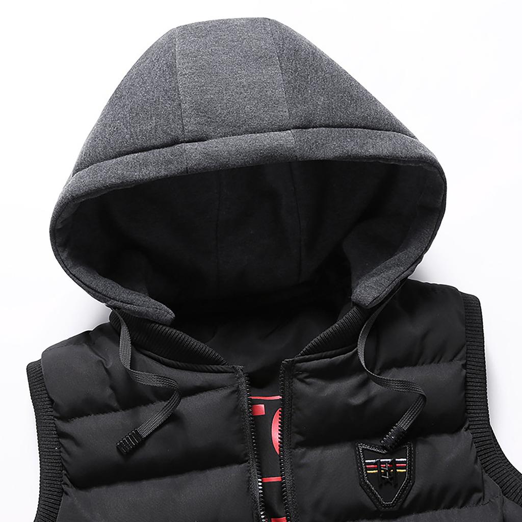 Мужская Зимняя Мода Воротник-стойка Жилет Жилет Куртка Топ Пальто С капюшоном