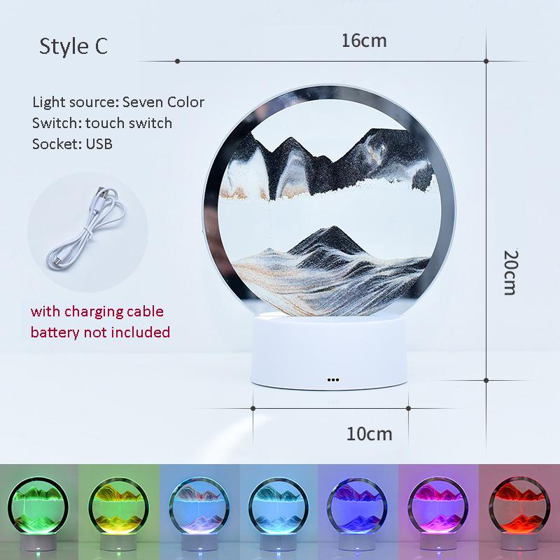 Светодиодная лампа для песка, художественная рамка с движущимся песком, RGB USB, песочные часы, 3D, глубокий морской пейзаж, дисплей в движении, украшение, ночник