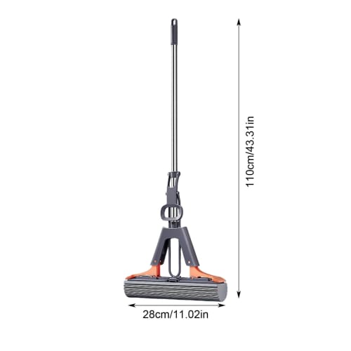 Floor Roller Mop, Cleaning PVA Sponge Floor Squeeze Mop | Floor Roller Mop for Marble Floors, Removes Dirt, Dust, and Hair, with Sponge Head Refills,