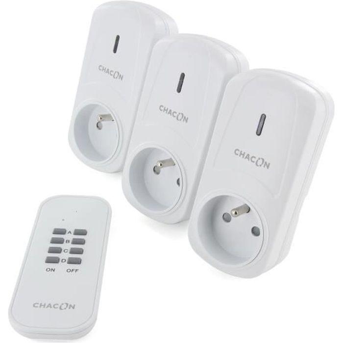 CHACON Set of 3 On/Off Sockets + Remote Control 3680 W - FR
