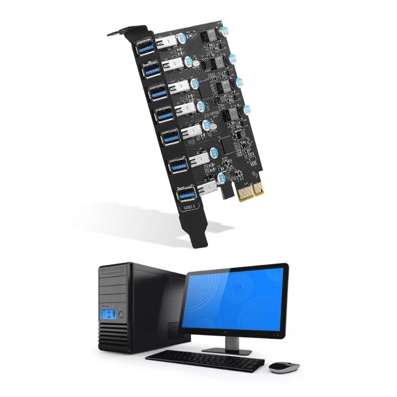 Внутренний USB-конвертер-хаб PCI-E на 7-портовый USB3.0 адаптер расширения для настольного ПК хост-карта поддержка 10/8/7/XP-