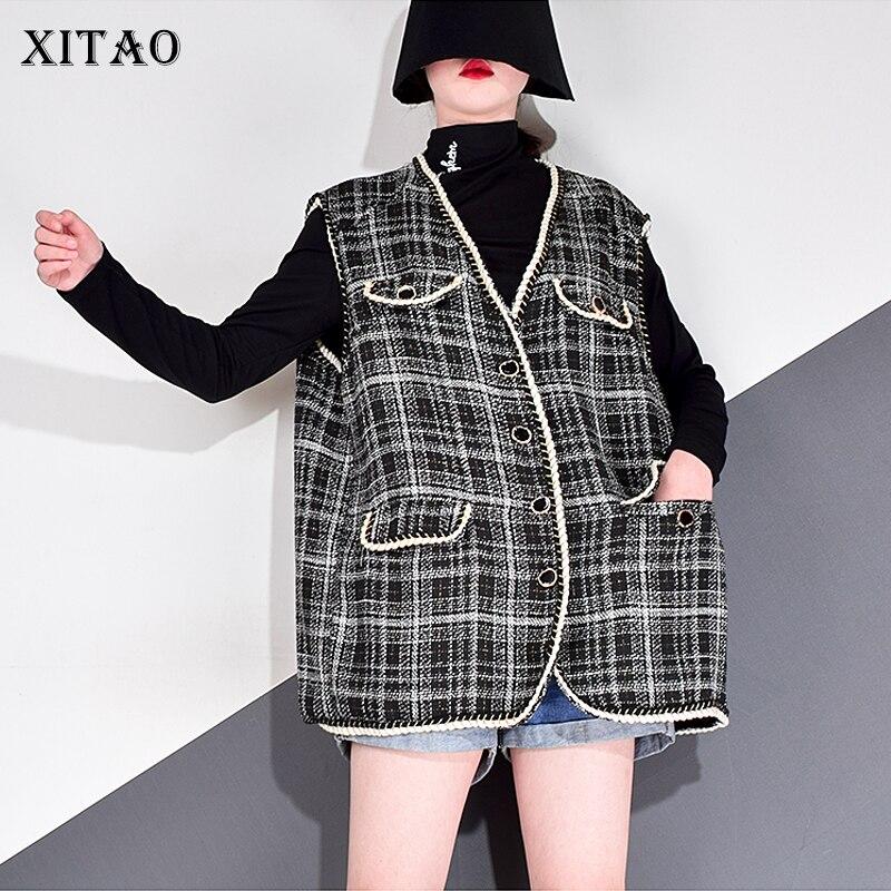 Xitao Полосатый жилет, модный повседневный свободный жилет без рукавов с одной грудью ZP3223