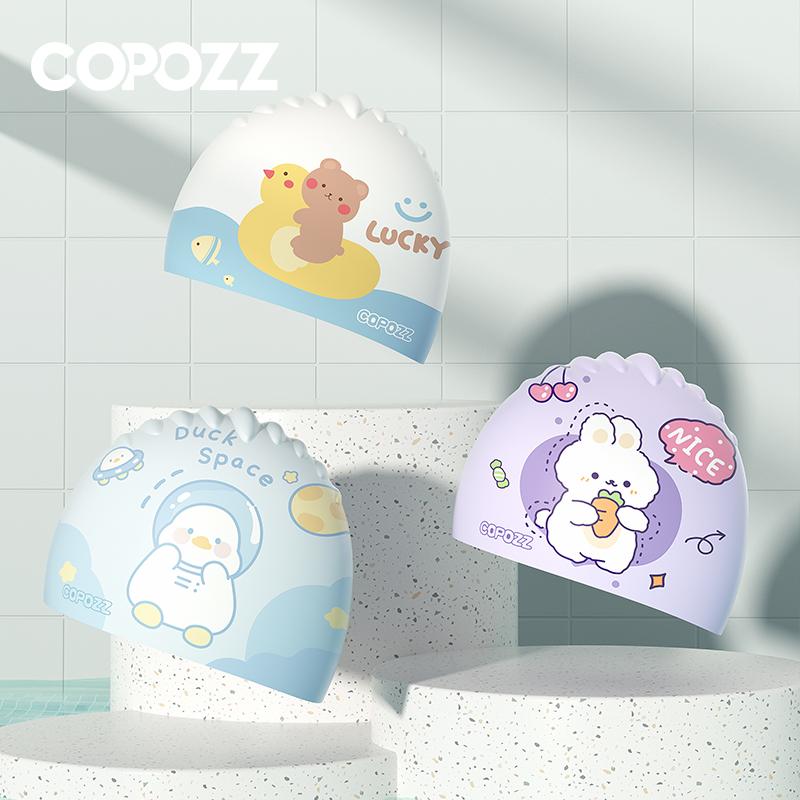 Шапочка для плавания Copozz для детей Водонепроницаемая Эластичная Силиконовая Шапочка для бассейна Защита ушей Мультяшная шапочка для плавания для мальчиков и девочек