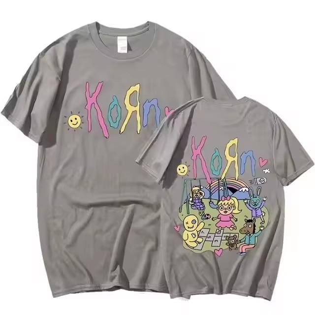 Korn Музыкальный Концерт Рок-группа Мировое Турне Чистый Хлопок Футболка Высокое Качество Уличный Универсальный 2024 Летняя Мода Футболка