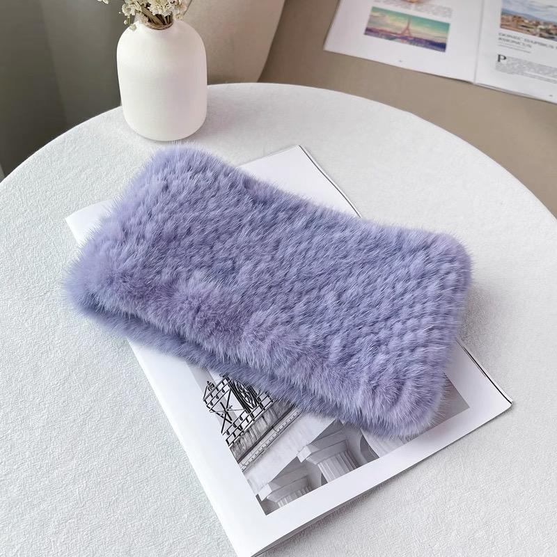 Elegant Women's Hand Knitted Rabbit Fur Breathable Animal Print Scarf Braided Collar Headband Short Winter Warm Snood Elastic